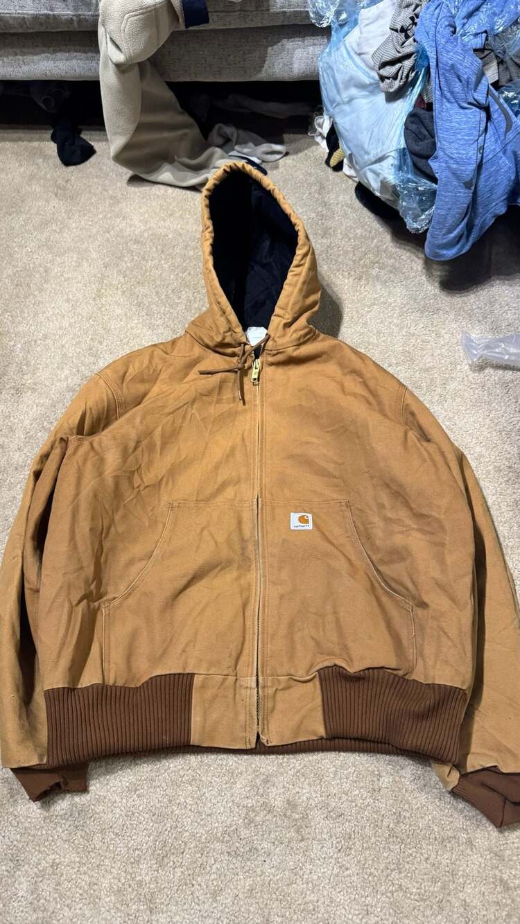Carhartt J140 BRN Quilted Flannel-Lined Firm Duck Active Jacket